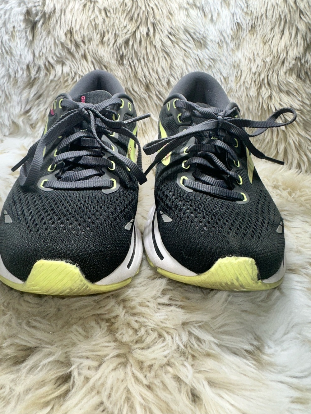 Brooks Ghost 15 Running Shoes Black Lime Pink Sneakers Women’s Size 7.5 - Picture 5 of 10